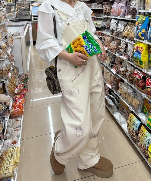 Alley by w closet（アリーバイダブルクローゼット）の「【Alley】コーデュロイ/デニムサロペット（サロペット/オーバーオール・レディース・アイボリー/ケミカルウォッシュ・FREE）」の16枚目の写真