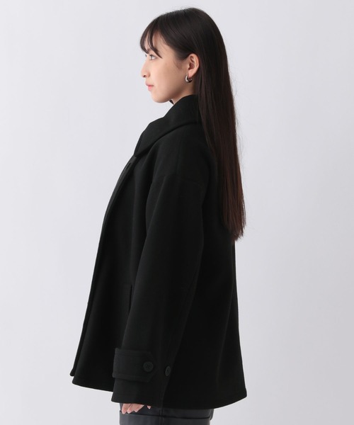 repipi armario（レピピ アルマリオ）の「スタンドカラーポンチョコート（ステンカラーコート・キッズ・ベージュ/ブラック・LARGE/SMALL/MEDIUM）」の10枚目の写真