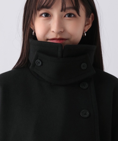 repipi armario（レピピ アルマリオ）の「スタンドカラーポンチョコート（ステンカラーコート・キッズ・ベージュ/ブラック・LARGE/SMALL/MEDIUM）」の13枚目の写真