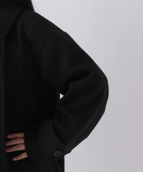 repipi armario（レピピ アルマリオ）の「スタンドカラーポンチョコート（ステンカラーコート・キッズ・ベージュ/ブラック・LARGE/SMALL/MEDIUM）」の15枚目の写真