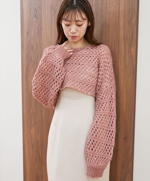 MAJESTIC LEGON(マジェスティックレゴン)の「スカシ柄ショートニット(ニット/セーター・レディース・グレー/オフホワイト/ピンク・MEDIUM)」の22枚目の写真