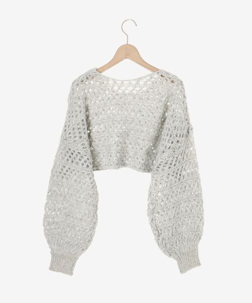 MAJESTIC LEGON(マジェスティックレゴン)の「スカシ柄ショートニット(ニット/セーター・レディース・グレー/オフホワイト/ピンク・MEDIUM)」の4枚目の写真
