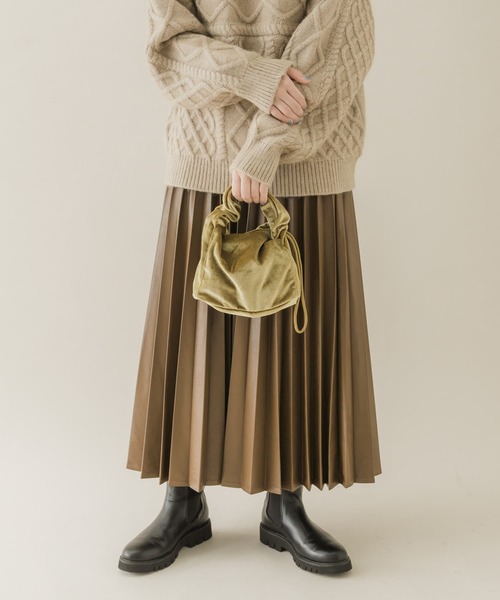 SMELLY（スメリー）の「ドローコードベロアバッグ（ハンドバッグ・レディース・マスタード/ネイビー/ピンク・-）」の7枚目の写真