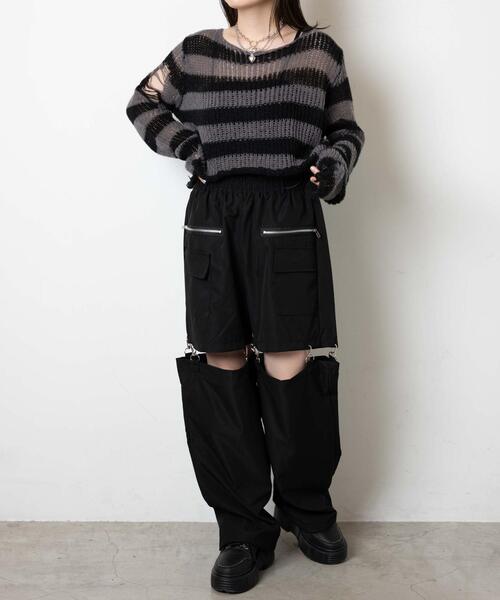 WEGO（ウィゴー）の「WEGO/【一部店限定】ボーダーダメージショートニット（ニット/セーター・レディース・グレー/ピンク/ホワイト・FREE）」の8枚目の写真