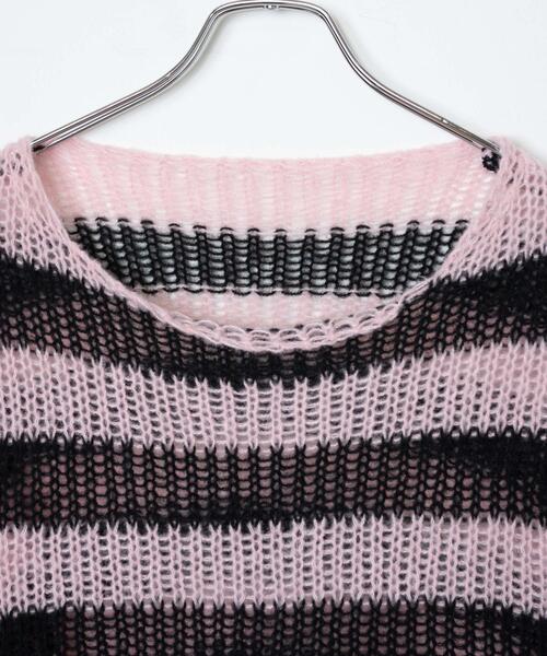 WEGO（ウィゴー）の「WEGO/【一部店限定】ボーダーダメージショートニット（ニット/セーター・レディース・グレー/ピンク/ホワイト・FREE）」の18枚目の写真