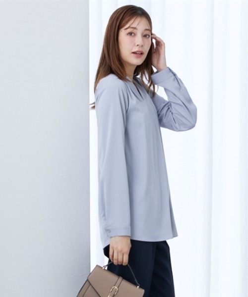 T-mat ライトグレーのブラウス セール】高身長 Vネックブラウス （トールサイズ）（シャツ/ブラウス