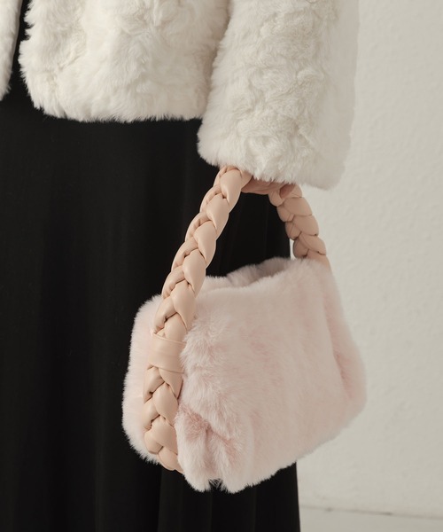 LA VORAGINE（ラ ヴォラジネ）の「ファーハンドバッグ（ハンドバッグ・レディース・ピンク/アイボリー/キャメル/ブルー・FREE）」の8枚目の写真