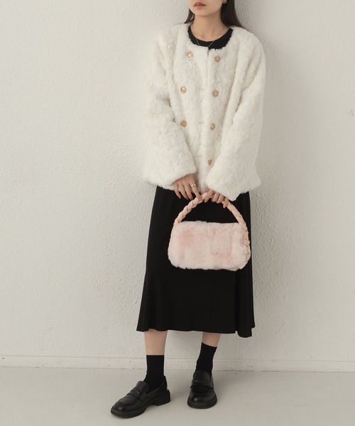 LA VORAGINE（ラ ヴォラジネ）の「ファーハンドバッグ（ハンドバッグ・レディース・ピンク/アイボリー/キャメル/ブルー・FREE）」の14枚目の写真