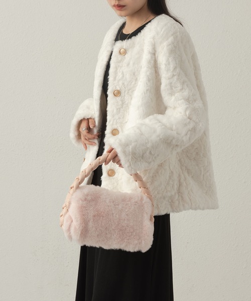 LA VORAGINE（ラ ヴォラジネ）の「ファーハンドバッグ（ハンドバッグ・レディース・ピンク/アイボリー/キャメル/ブルー・FREE）」の11枚目の写真