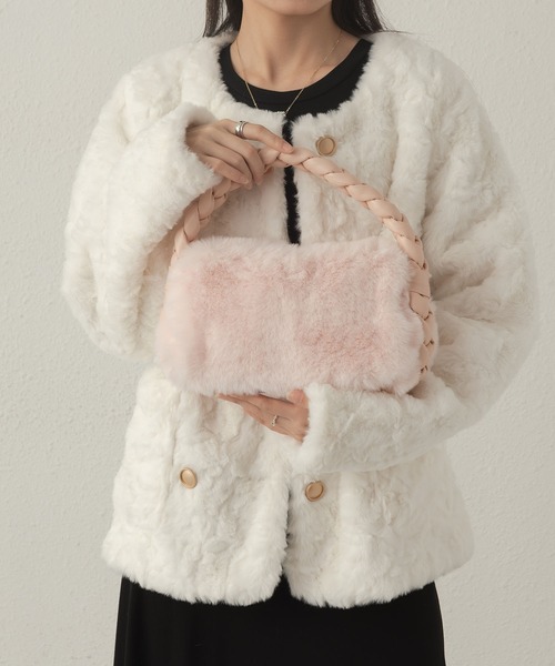 LA VORAGINE（ラ ヴォラジネ）の「ファーハンドバッグ（ハンドバッグ・レディース・ピンク/アイボリー/キャメル/ブルー・FREE）」の12枚目の写真