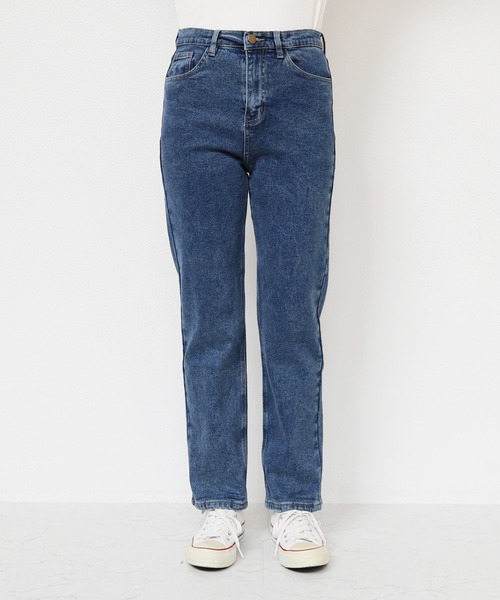 evernavy(エバーネイビー)の「ストレッチ裏微起毛ストレートデニムパンツ(デニムパンツ・レディース・ブルー・L/M)」の6枚目の写真