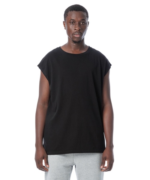 DAILY STANDARD by SANDINISTA（デイリースタンダードバイサンディニスタ）の「Cadet Easy Fit Sleeveless Tee / イージフィットスリーブレストップ（Tシャツ/カットソー・メンズ・ブラック/ヘザーグレー/チャコール/ホワイト・LARGE/MEDIUM/SMALL）」の2枚目の写真