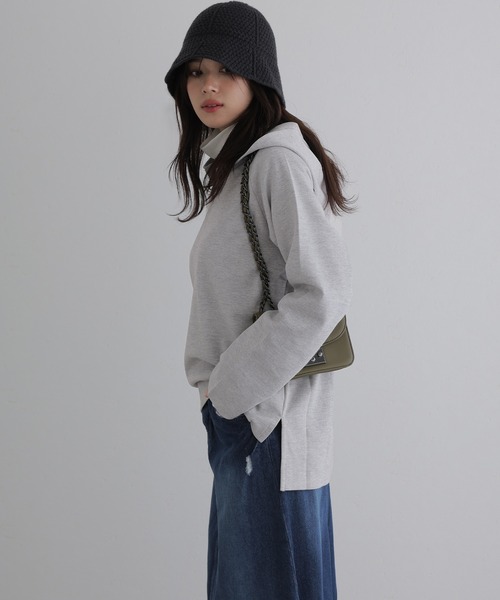 ElegChic(エレグシック)の「Vネックスムースパーカー(パーカー・レディース・ブラック/チャコールグレー/杢グレー・4L~5L/LL~3L/M~L)」の8枚目の写真