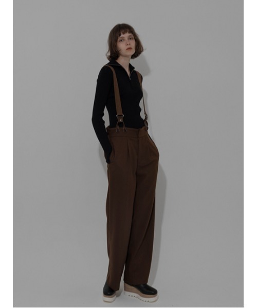 AMAIL(アマイル)の「Suspenders wide pants(その他パンツ・レディース・ブラック/ブラウン・FREE)」の1枚目の写真
