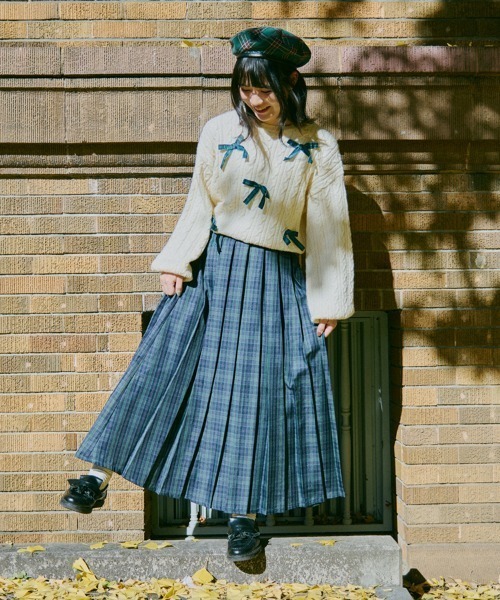 レトロ ロングプリーツスカート 愉しく 