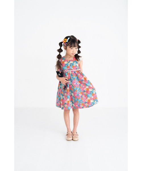 ミントフラワープリントワンピース