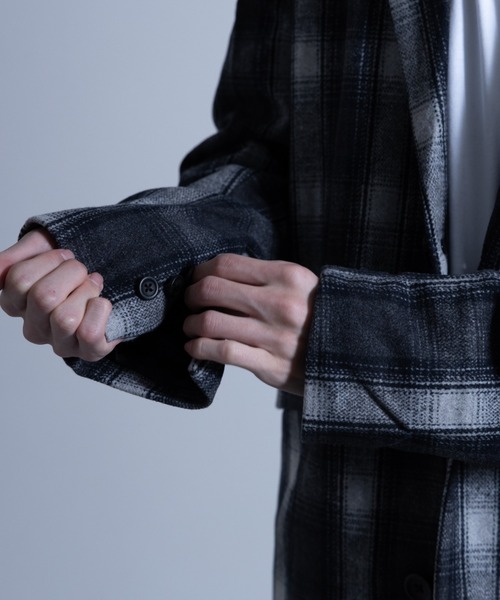 NYLAUS(ナイラス)の「チェック柄 ウールミックス ミディアム チェスターコート(チェスターコート・メンズ・チェック・LL/S/L/M)」の10枚目の写真