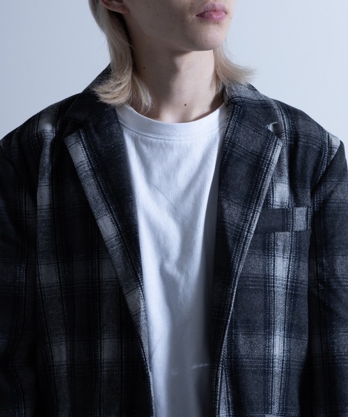 NYLAUS(ナイラス)の「チェック柄 ウールミックス ミディアム チェスターコート(チェスターコート・メンズ・チェック・LL/S/L/M)」の4枚目の写真