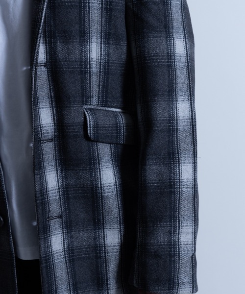 NYLAUS(ナイラス)の「チェック柄 ウールミックス ミディアム チェスターコート(チェスターコート・メンズ・チェック・LL/S/L/M)」の6枚目の写真