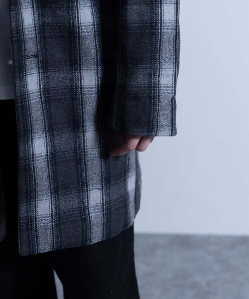 NYLAUS(ナイラス)の「チェック柄 ウールミックス ミディアム チェスターコート(チェスターコート・メンズ・チェック・LL/S/L/M)」の8枚目の写真