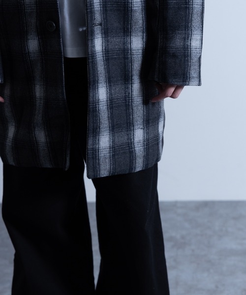NYLAUS(ナイラス)の「チェック柄 ウールミックス ミディアム チェスターコート(チェスターコート・メンズ・チェック・LL/S/L/M)」の9枚目の写真
