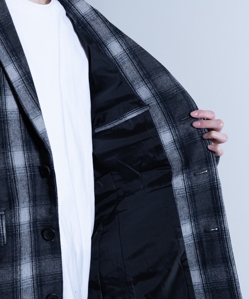 NYLAUS(ナイラス)の「チェック柄 ウールミックス ミディアム チェスターコート(チェスターコート・メンズ・チェック・LL/S/L/M)」の7枚目の写真