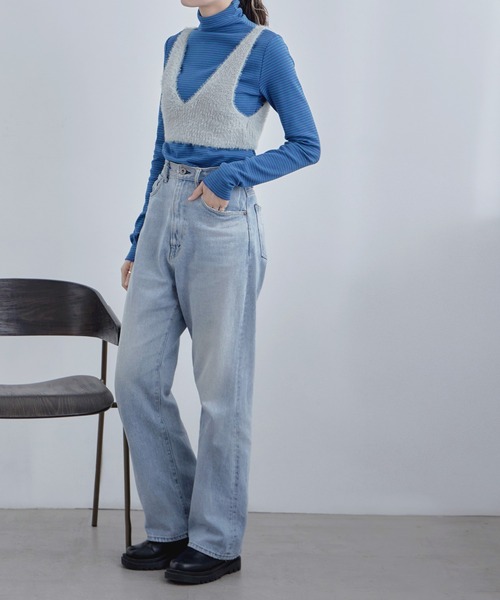 etoll.（エトル）の「Vネックシャギーニットビスチェ（ベスト・レディース・ブルー/グレー/ブラック・FREE）」の7枚目の写真