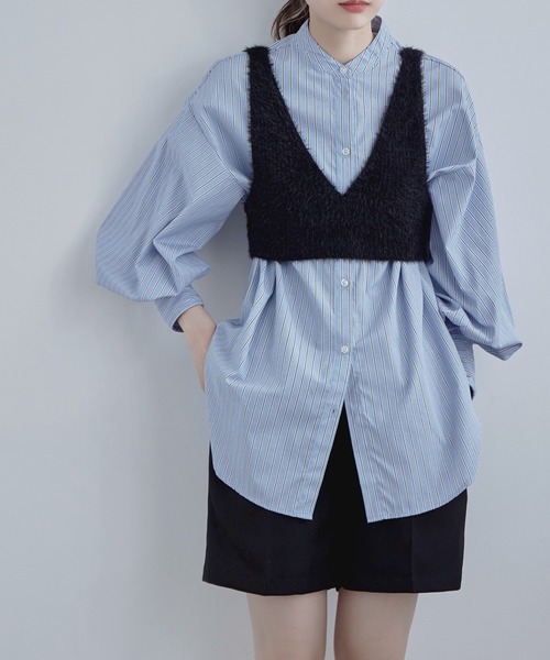 etoll.（エトル）の「Vネックシャギーニットビスチェ（ベスト・レディース・ブルー/グレー/ブラック・FREE）」の17枚目の写真