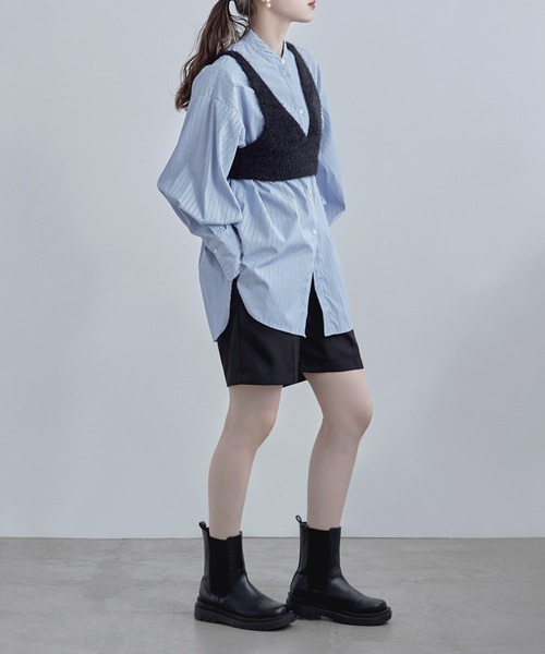 etoll.（エトル）の「Vネックシャギーニットビスチェ（ベスト・レディース・ブルー/グレー/ブラック・FREE）」の21枚目の写真