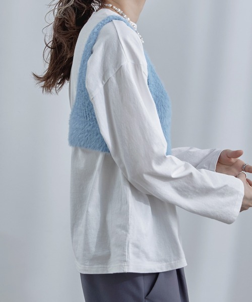 etoll.（エトル）の「Vネックシャギーニットビスチェ（ベスト・レディース・ブルー/グレー/ブラック・FREE）」の11枚目の写真