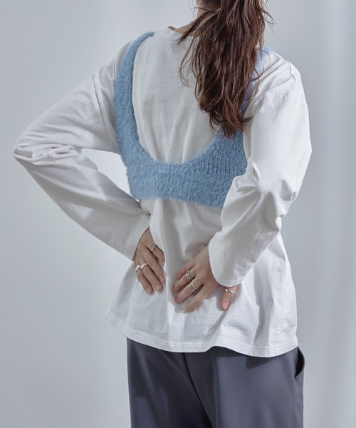 etoll.（エトル）の「Vネックシャギーニットビスチェ（ベスト・レディース・ブルー/グレー/ブラック・FREE）」の15枚目の写真