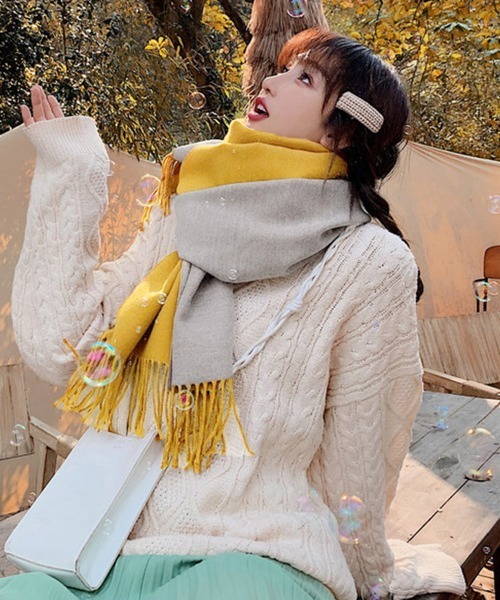 Miniministore(ミニミニストア)の「リバーシブルストール大判フリンジマフラー(マフラー・レディース・ピンクベージュ/ブルー/ラベンダー/レッド/ワインレッド/ダークブルー/パープル/ブラック×グレー/ダークグレー/オレンジ/ベージュ/ダークグリーン/ブラウン/ライトブラウン/ライトブルー/ピンク/グレー×ピンク/レッド系/イエロー・FREE)」の22枚目の写真