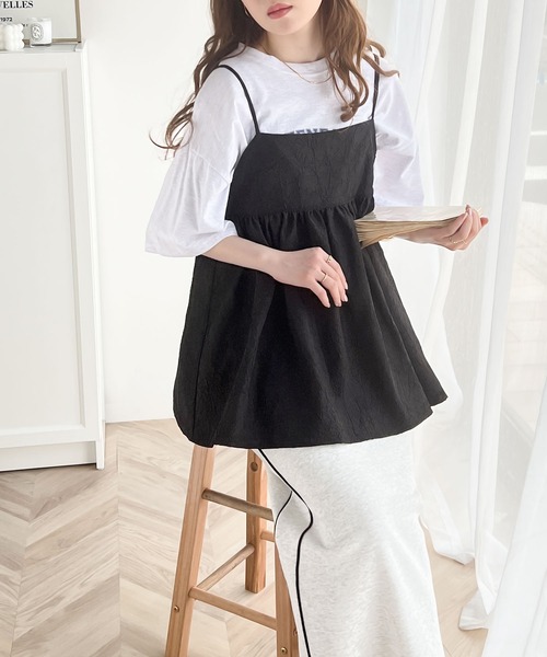 mily bilet（ミウィビレット）の「【mily bilet】プラスワンで着映え度が高まる。ワッシャージャガードペプラムキャミ（キャミソール・レディース・ベージュ/ブラック/アイボリー・LARGE/MEDIUM/SMALL/X-LARGE）」の15枚目の写真