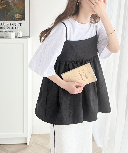 mily bilet（ミウィビレット）の「【mily bilet】プラスワンで着映え度が高まる。ワッシャージャガードペプラムキャミ（キャミソール・レディース・ベージュ/ブラック/アイボリー・LARGE/MEDIUM/SMALL/X-LARGE）」の16枚目の写真