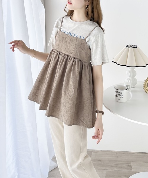 mily bilet（ミウィビレット）の「【mily bilet】プラスワンで着映え度が高まる。ワッシャージャガードペプラムキャミ（キャミソール・レディース・ベージュ/ブラック/アイボリー・LARGE/MEDIUM/SMALL/X-LARGE）」の17枚目の写真