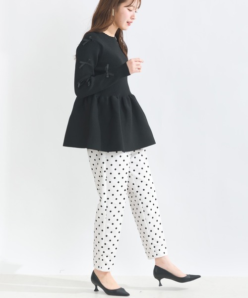 PICCIN PERLA（ピッチンペルラ）の「【セットアップ可能】フロッキードットセンタープレスパンツ（スラックス・レディース・オフホワイト/ベージュ/ブラック/グレー/ネイビー・M/S/XS/L/XXS）」の14枚目の写真