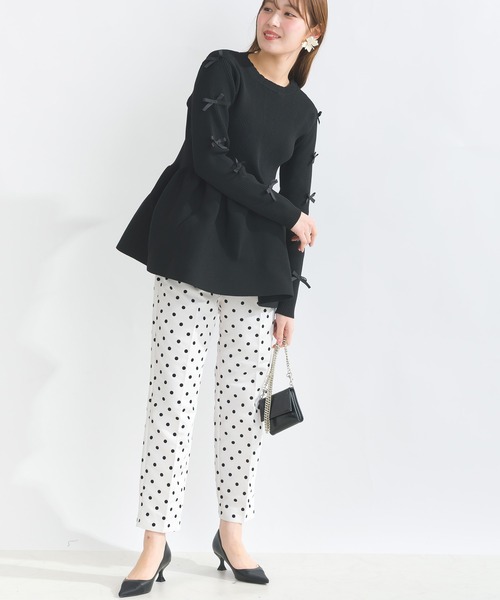 PICCIN PERLA（ピッチンペルラ）の「【セットアップ可能】フロッキードットセンタープレスパンツ（スラックス・レディース・オフホワイト/ベージュ/ブラック/グレー/ネイビー・M/S/XS/L/XXS）」の13枚目の写真