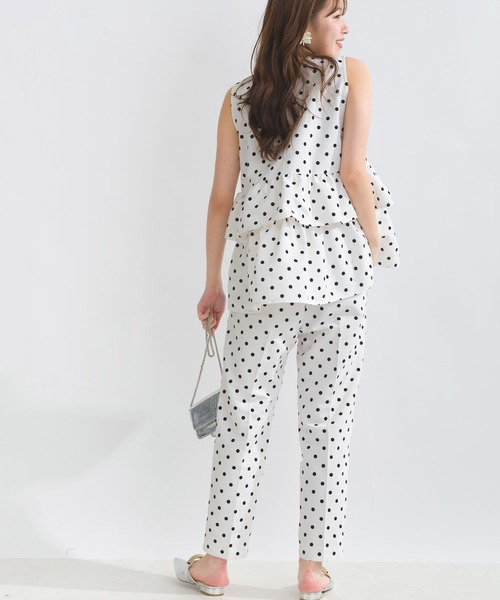 PICCIN PERLA（ピッチンペルラ）の「【セットアップ可能】フロッキードットセンタープレスパンツ（スラックス・レディース・オフホワイト/ベージュ/ブラック/グレー/ネイビー・M/S/XS/L/XXS）」の12枚目の写真