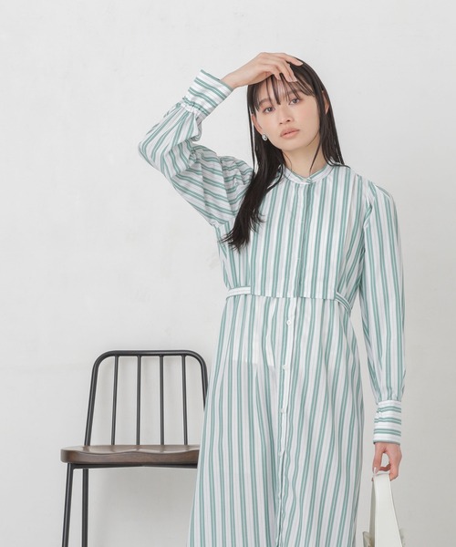 セール】マルチストライプシャツドレス（ワンピース）｜NANO universe