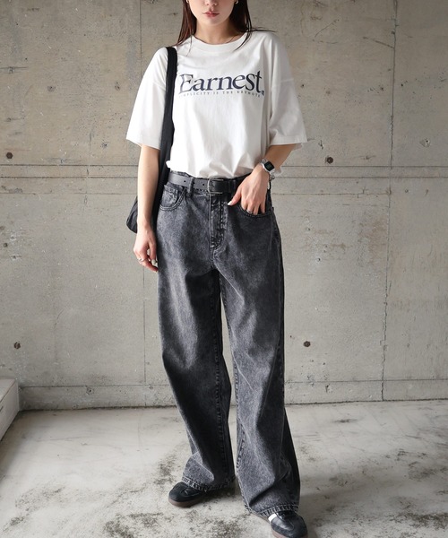ANME(アンメ)の「【新色・新サイズ追加】Earnestロゴプリント半袖Tシャツ(Tシャツ/カットソー・レディース・オフホワイト/グレー/オートミール/グリーン/ネイビー/ホワイト系その他/グレー系その他・M/L/XL/XXL/S)」の19枚目の写真