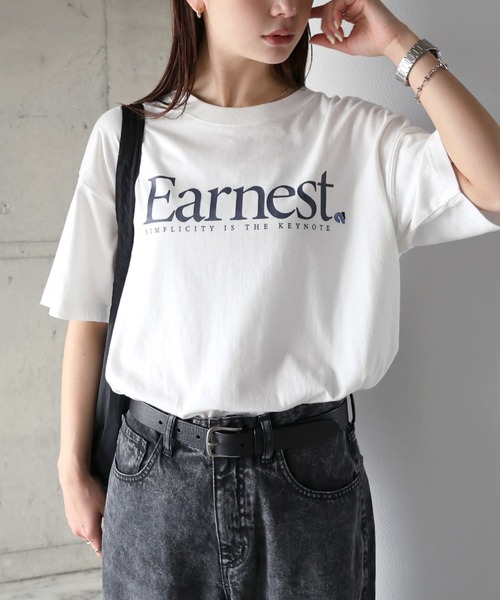 ANME(アンメ)の「【新色・新サイズ追加】Earnestロゴプリント半袖Tシャツ(Tシャツ/カットソー・レディース・オフホワイト/グレー/オートミール/グリーン/ネイビー/ホワイト系その他/グレー系その他・M/L/XL/XXL/S)」の20枚目の写真