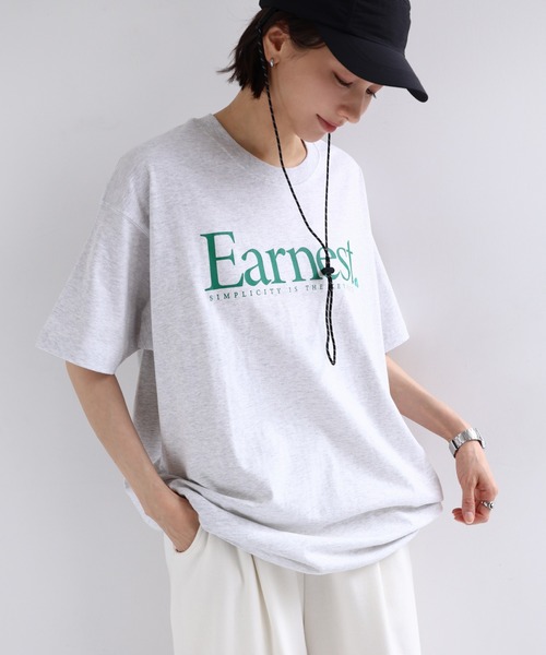 ANME（アンメ）の「【新サイズ追加】Earnestロゴプリント半袖Tシャツ（Tシャツ/カットソー・レディース・オフホワイト/グレー/オートミール/グリーン/ネイビー/ホワイト系その他/グレー系その他・M/L/XL/XXL/S）」の21枚目の写真
