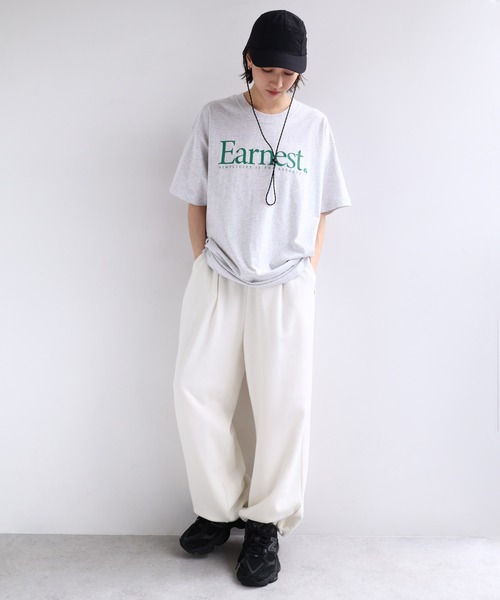 ANME（アンメ）の「【新サイズ追加】Earnestロゴプリント半袖Tシャツ（Tシャツ/カットソー・レディース・オフホワイト/グレー/オートミール/グリーン/ネイビー/ホワイト系その他/グレー系その他・M/L/XL/XXL/S）」の22枚目の写真