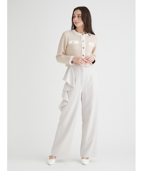 CELFORD（セルフォード）の「ラッフルディテールワイドパンツ（その他パンツ・レディース・ライトグレー/アイボリー/ブラック・38/36）」の8枚目の写真