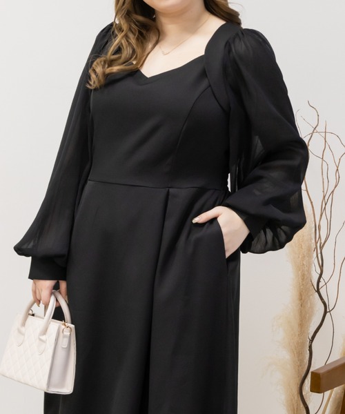 CLETTE(クレット)の「シアー袖ワンピース(ワンピース・レディース・ピンク/ブルー/ブラック・LL/3L/4L)」の21枚目の写真