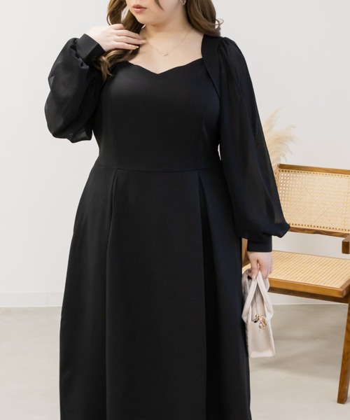 CLETTE(クレット)の「シアー袖ワンピース(ワンピース・レディース・ピンク/ブルー/ブラック・LL/3L/4L)」の20枚目の写真