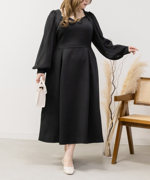 CLETTE(クレット)の「シアー袖ワンピース(ワンピース・レディース・ピンク/ブルー/ブラック・LL/3L/4L)」の19枚目の写真