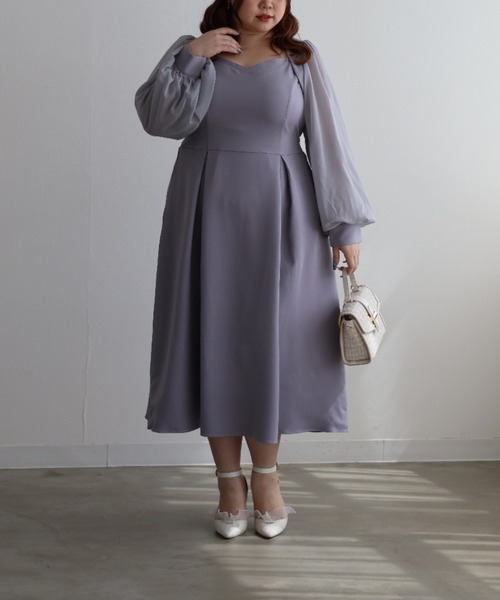 CLETTE(クレット)の「シアー袖ワンピース(ワンピース・レディース・ピンク/ブルー/ブラック・LL/3L/4L)」の9枚目の写真