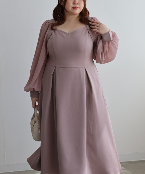 CLETTE(クレット)の「シアー袖ワンピース(ワンピース・レディース・ピンク/ブルー/ブラック・LL/3L/4L)」の14枚目の写真