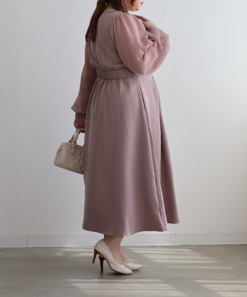CLETTE(クレット)の「シアー袖ワンピース(ワンピース・レディース・ピンク/ブルー/ブラック・LL/3L/4L)」の15枚目の写真